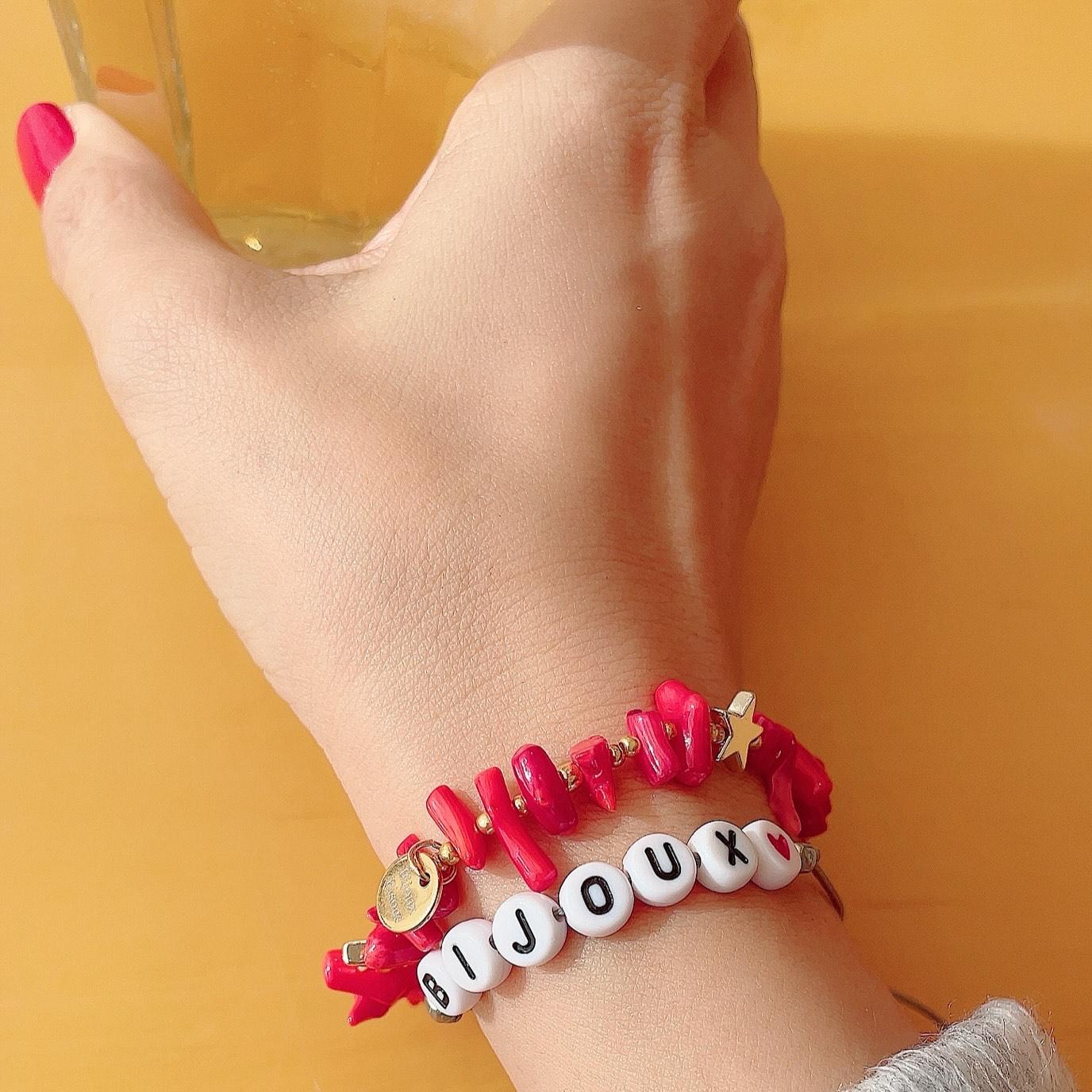 赤い珊瑚が映える！珊瑚とヘマタイトスターのマグネット式ブレスレット | 4枚目