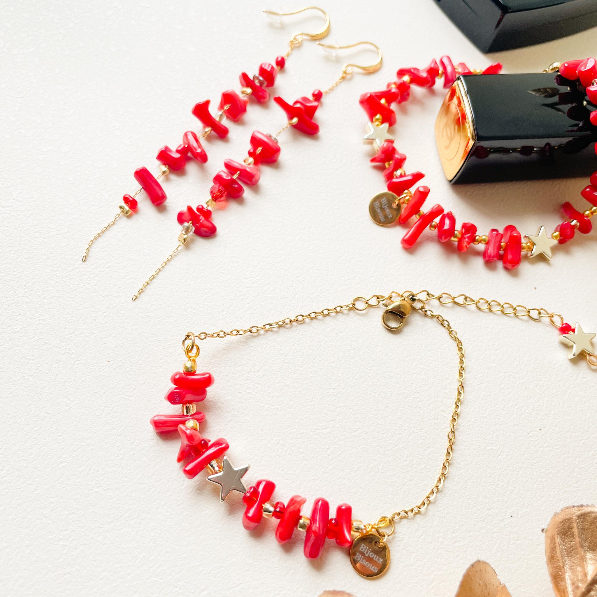 赤い珊瑚が映える！ロングチェーンピアス | 10枚目