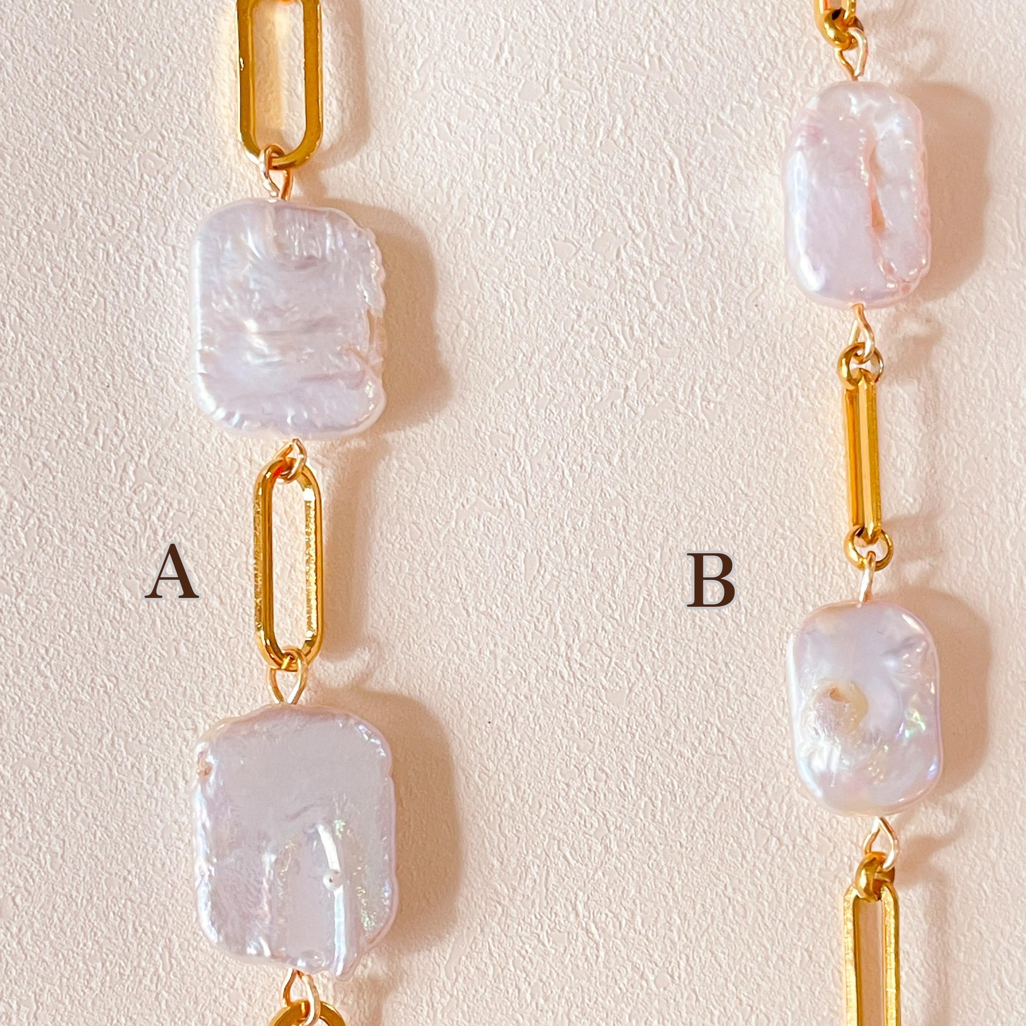 スクエアバロックパール×ゴールドステンレスチェーンの甘辛ブレスレット | 8枚目