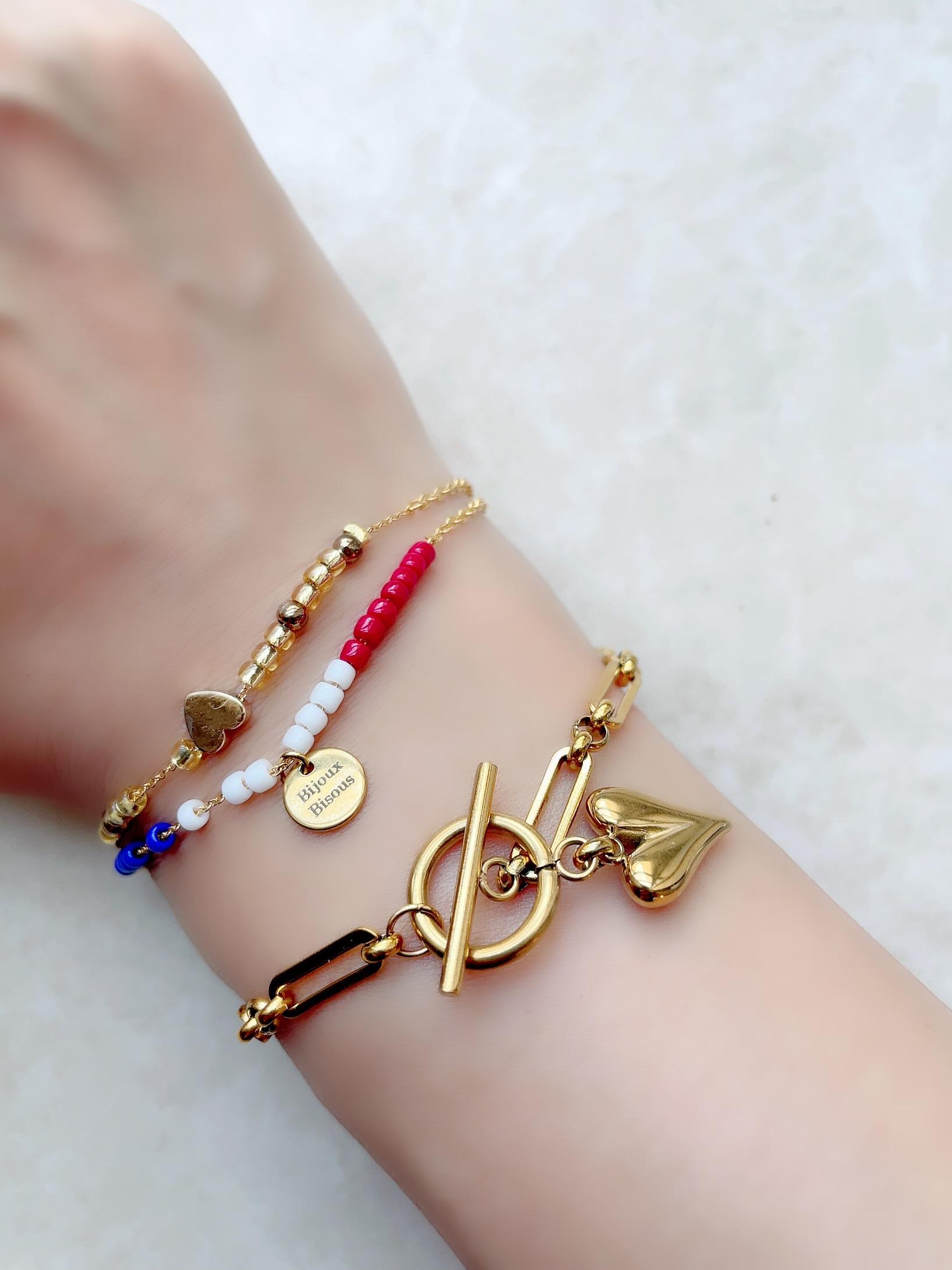 汗にも強い＆マンテルで留めるの簡単！クールなハートステンレスチェーンブレスレット　バレンタインギフト | 6枚目