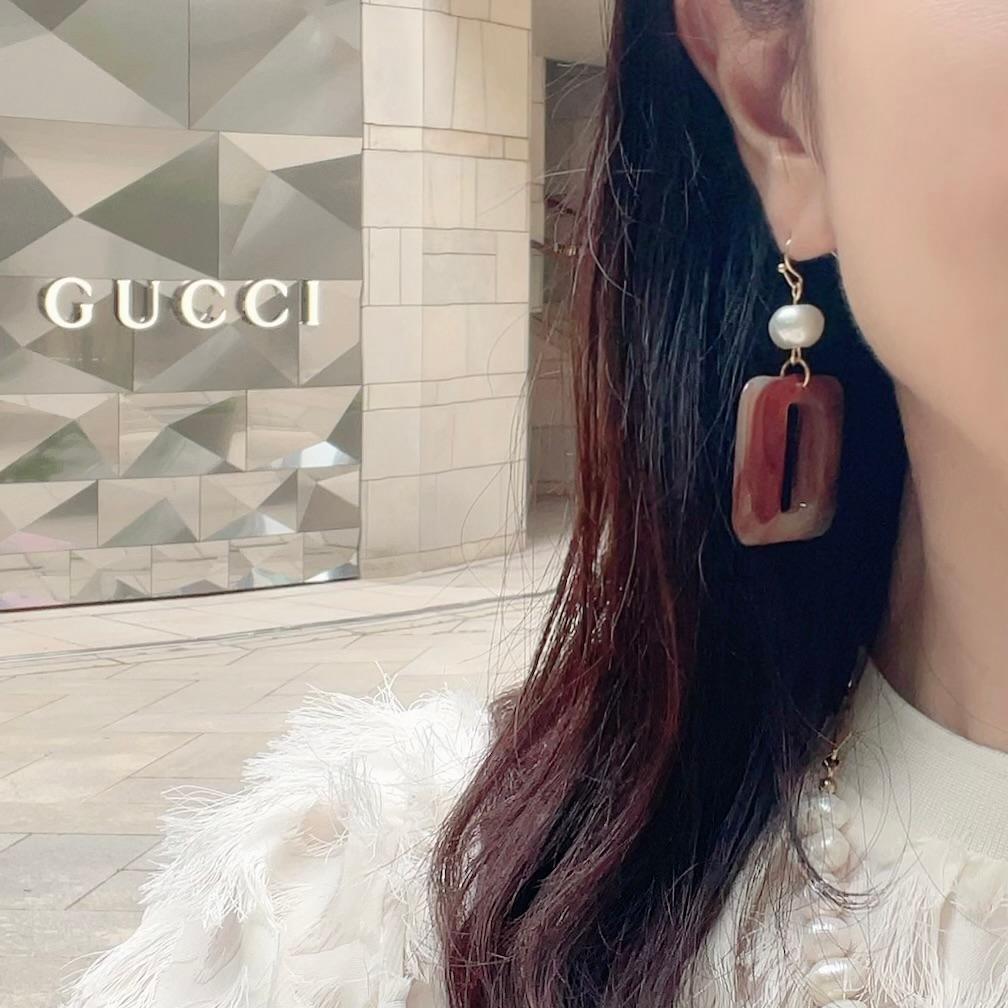 存在感抜群！ヴィンテージムードのスクエアアクセントピアス／ノンホールピアス | 5枚目