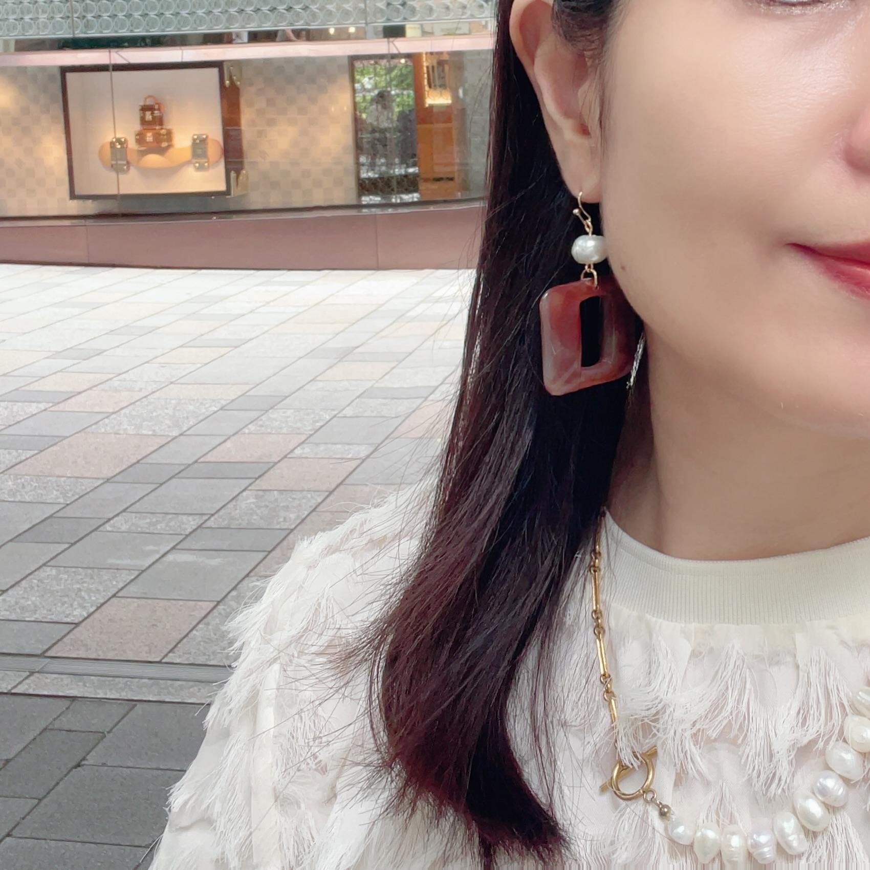 存在感抜群！ヴィンテージムードのスクエアアクセントピアス／ノンホールピアス | 6枚目