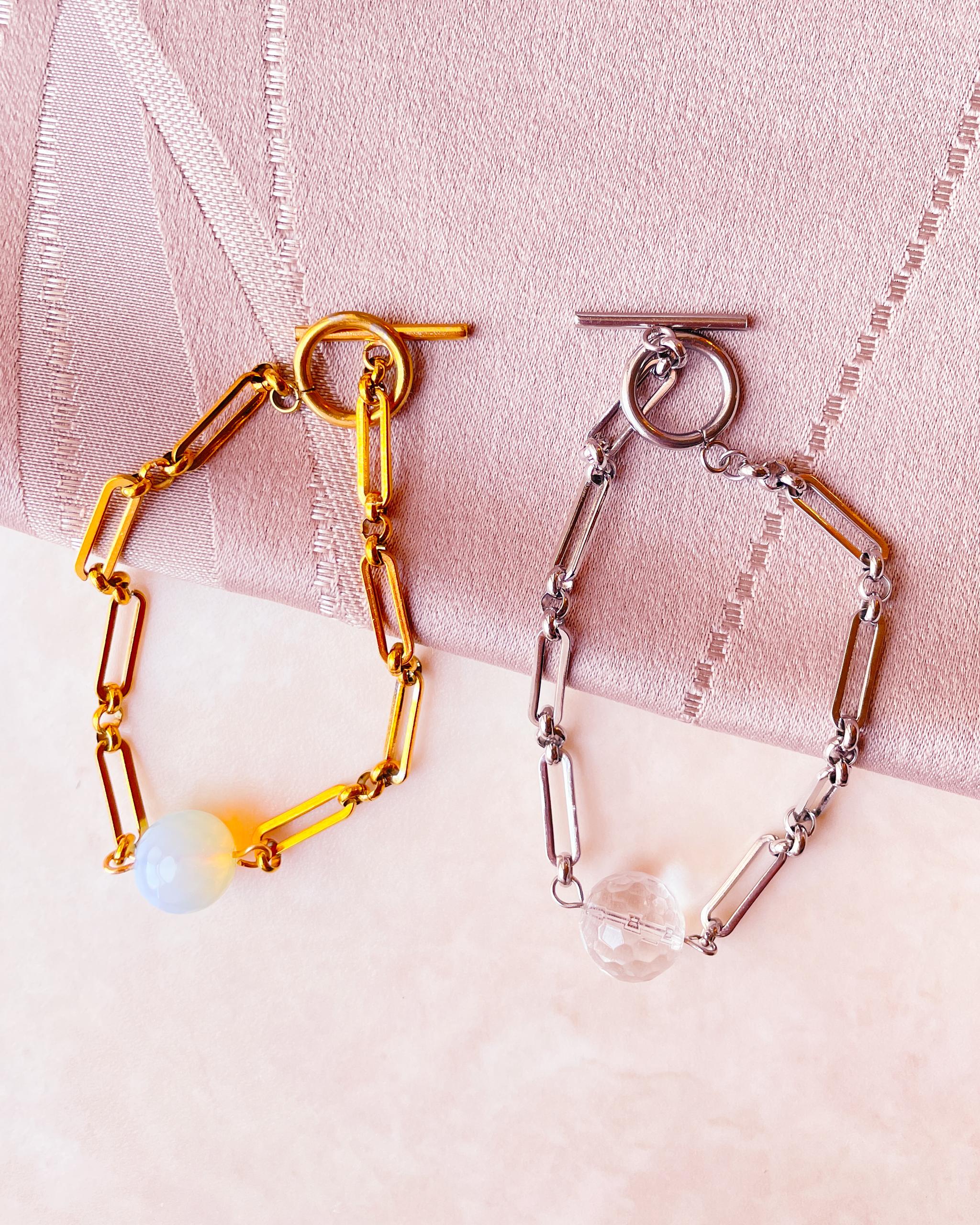 クォーツ✕クールなメタルチェーンブレスレット◇サージカルステンレスで汗にも強い！＆マンテルで留めるの簡単 | 4枚目