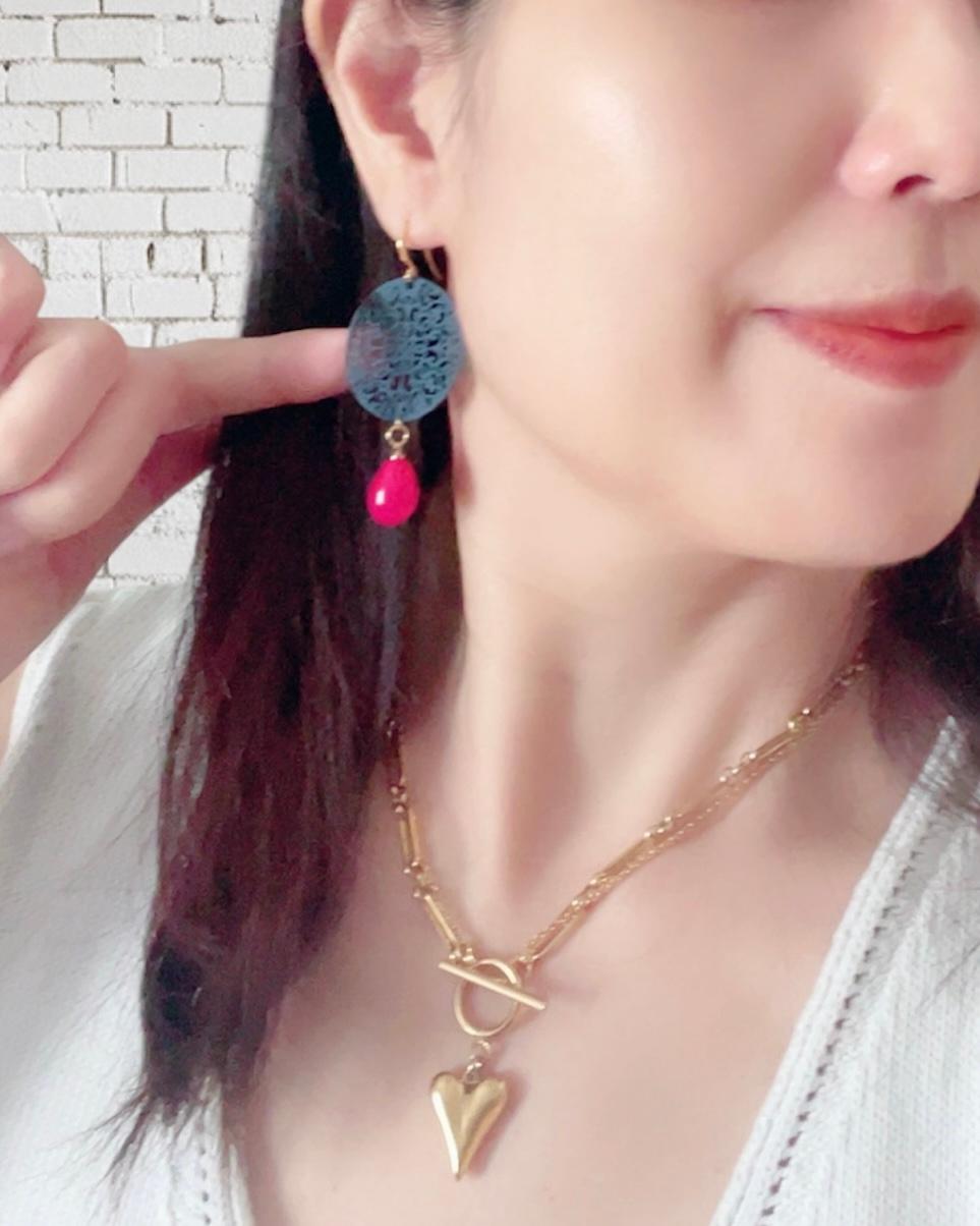 軽くて映える！赤いドロップが揺れるオリエンタルブルームピアス | 11枚目