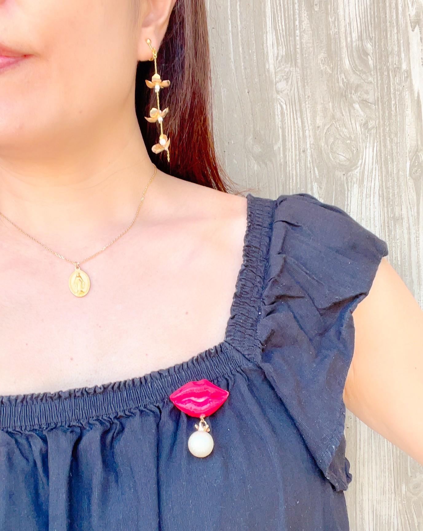 小顔効果を演出◆ゴールドメタルフラワーが揺れるロングチェーンピアス・イヤリング　長さ2種類　お呼ばれ　オケージョン | 12枚目