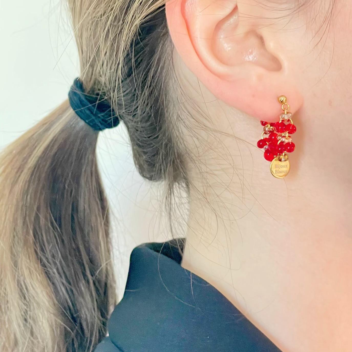 クリスマスリースのきらめきフープ見えピアス　～ Look like hoop earrings | 8枚目