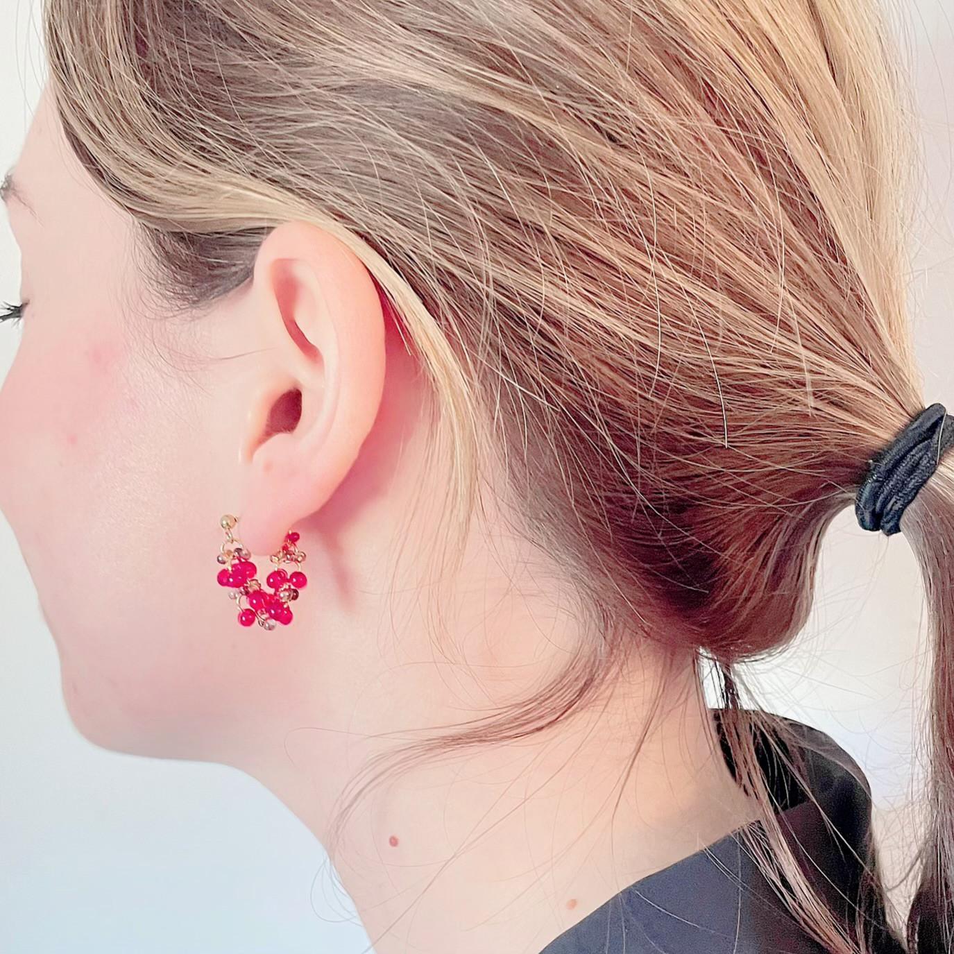 クリスマスリースのきらめきフープ見えピアス　～ Look like hoop earrings | 9枚目