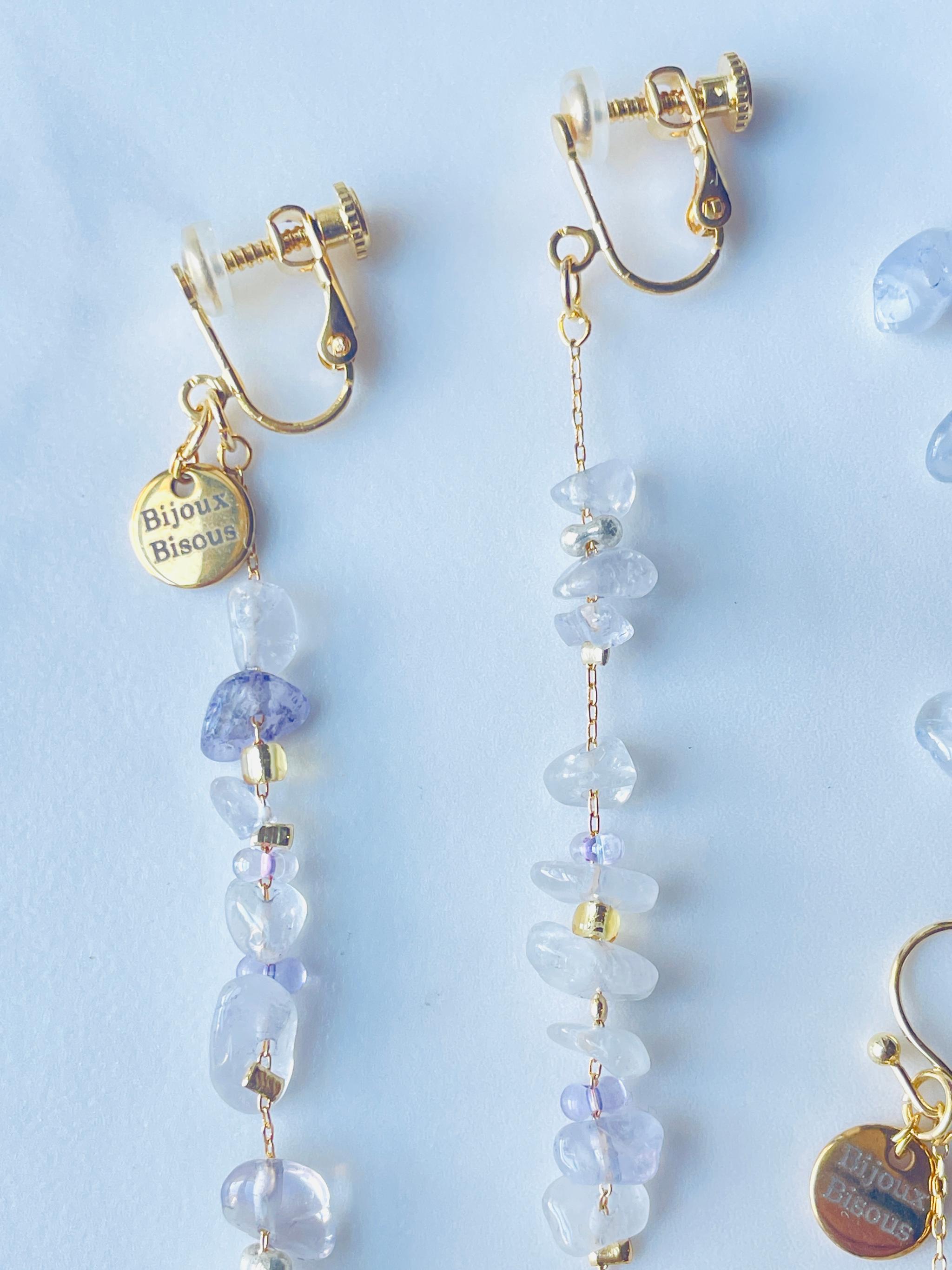 淡いパープルがかわいい💜アメジストのロングチェーンピアス・イヤリング | 4枚目