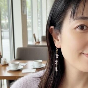 淡いパープルがかわいい💜アメジストのロングチェーンピアス・イヤリング | 7枚目