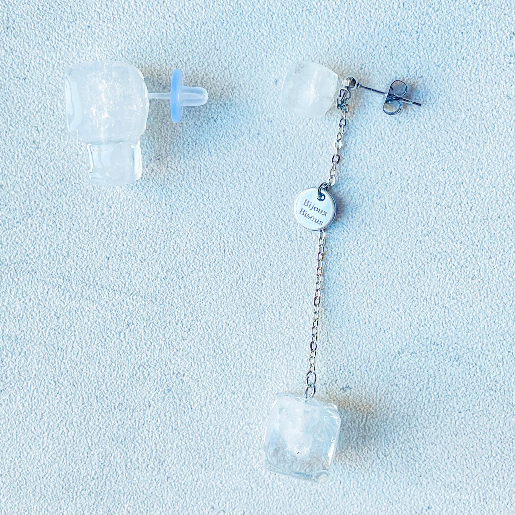 クールな氷のチェーンピアス（片耳用） ～　Ice cube earrings | 7枚目